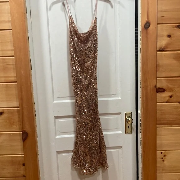 shein gold sequin dress Shein Rose Gold Sequin Dress